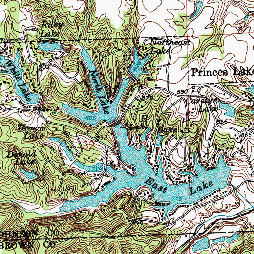 Topographic Map of Town of Princes Lakes, IN