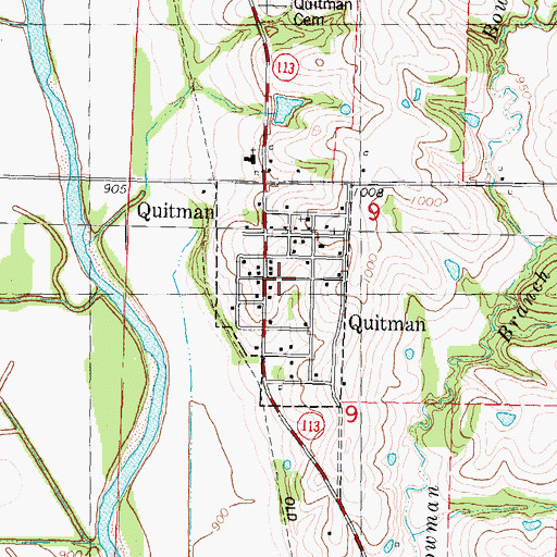 Topographic Map of Town of Quitman (historical), MO