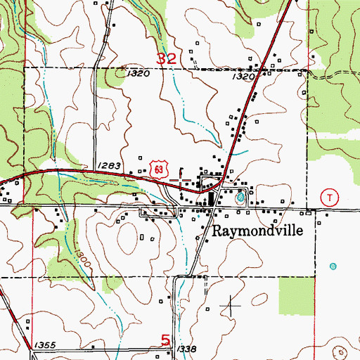 Topographic Map of Town of Raymondville, MO