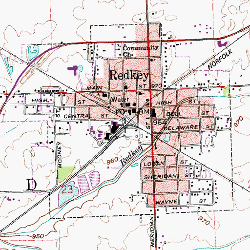Topographic Map of Town of Redkey, IN