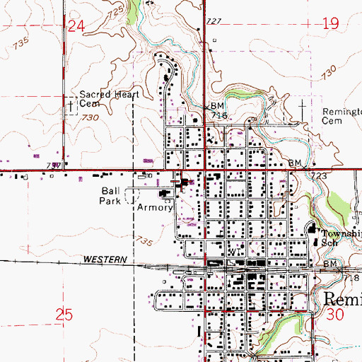 Topographic Map of Town of Remington, IN