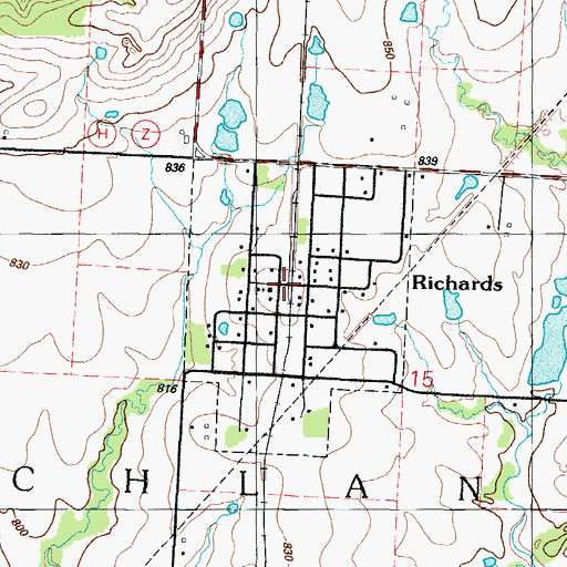 Topographic Map of Town of Richards, MO