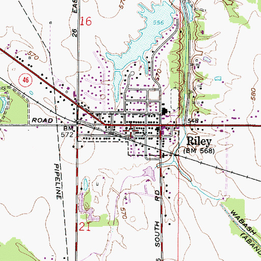Topographic Map of Town of Riley, IN
