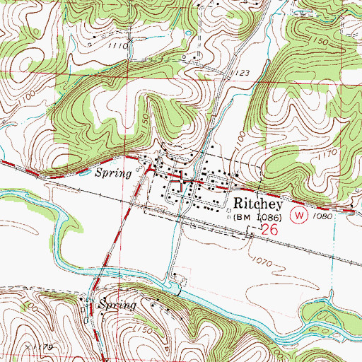 Topographic Map of Town of Ritchey, MO