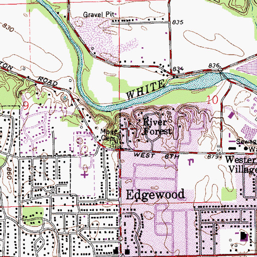 Topographic Map of Town of River Forest, IN