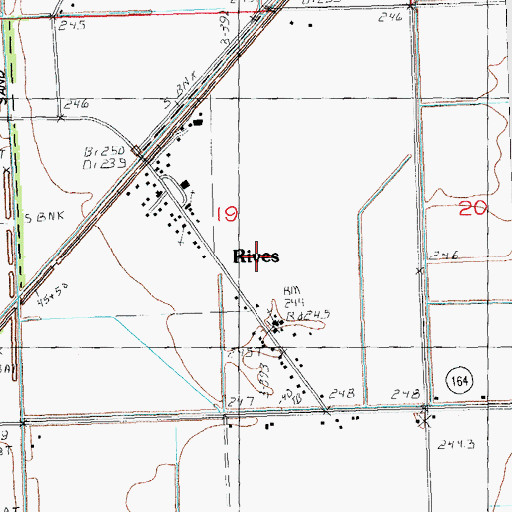 Topographic Map of Town of Rives, MO