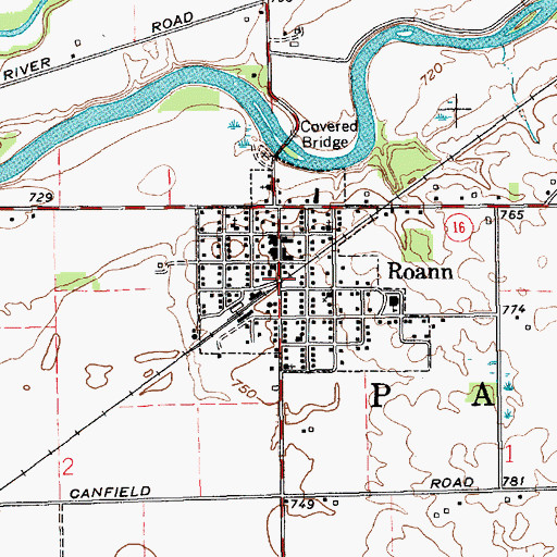 Topographic Map of Town of Roann, IN