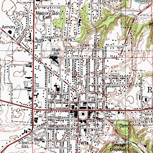 Topographic Map of Town of Rockville, IN