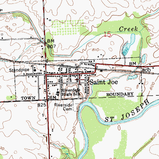 Topographic Map of Town of Saint Joe, IN