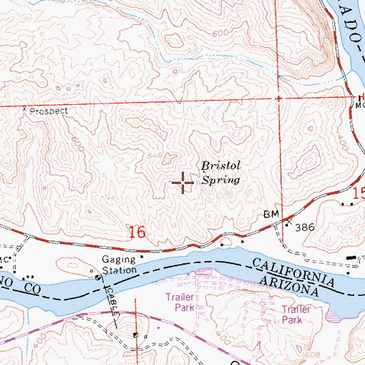 Topographic Map of Bristol Spring, CA