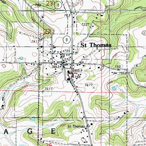 Topographic Map of Town of Saint Thomas, MO