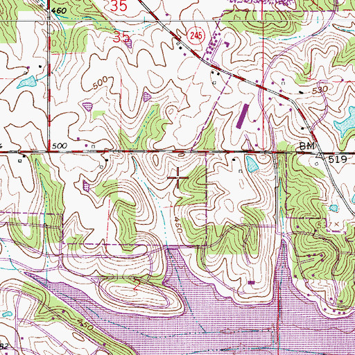 Topographic Map of Town of Santa Claus, IN