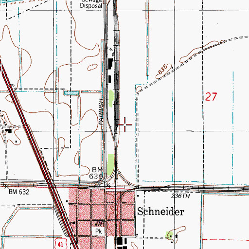 Topographic Map of Town of Schneider, IN