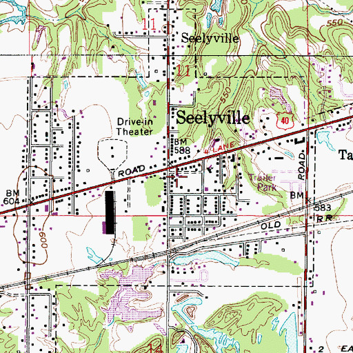 Topographic Map of Town of Seelyville, IN
