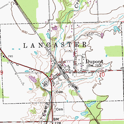 Topographic Map of Town of Dupont, IN
