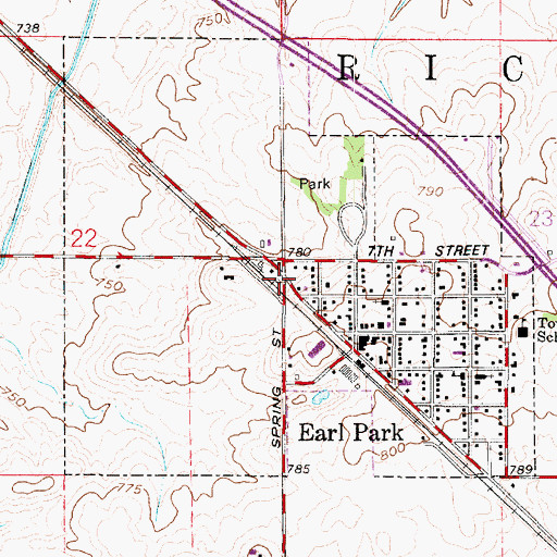 Topographic Map of Town of Earl Park, IN