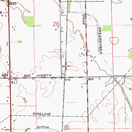 Topographic Map of Town of Eaton, IN