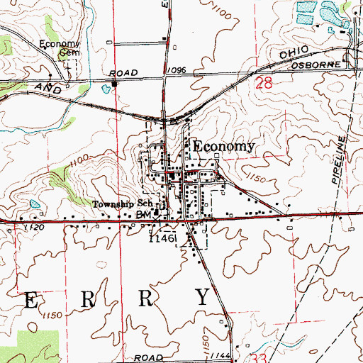 Topographic Map of Town of Economy, IN