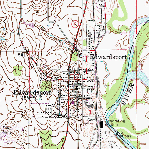 Topographic Map of Town of Edwardsport, IN