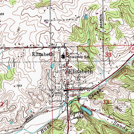 Topographic Map of Town of Elizabeth, IN