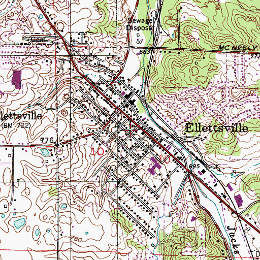 Topographic Map of Town of Ellettsville, IN