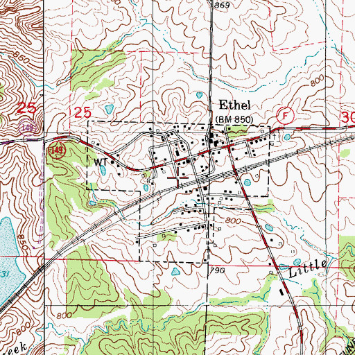 Topographic Map of Town of Ethel, MO
