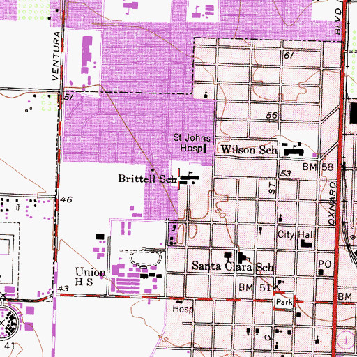 Topographic Map of Brittell School, CA