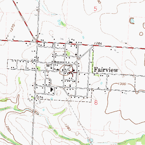 Topographic Map of Town of Fairview, MO