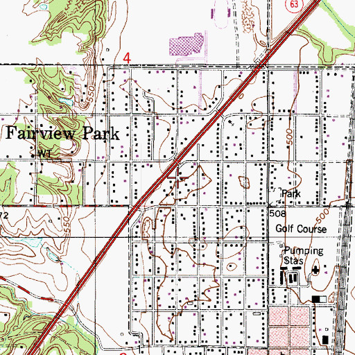 Topographic Map of Town of Fairview Park, IN