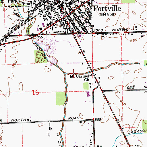 Topographic Map of Town of Fortville, IN
