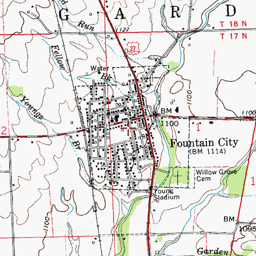 Topographic Map of Town of Fountain City, IN