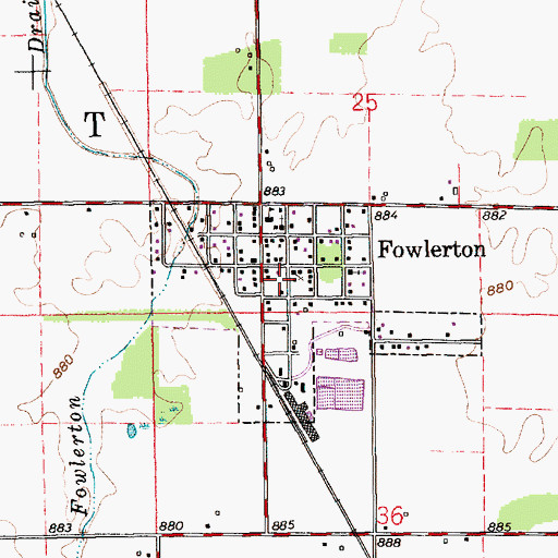 Topographic Map of Town of Fowlerton, IN