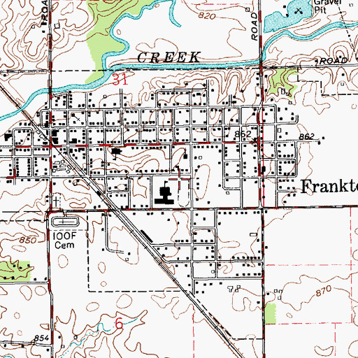 Topographic Map of Town of Frankton, IN