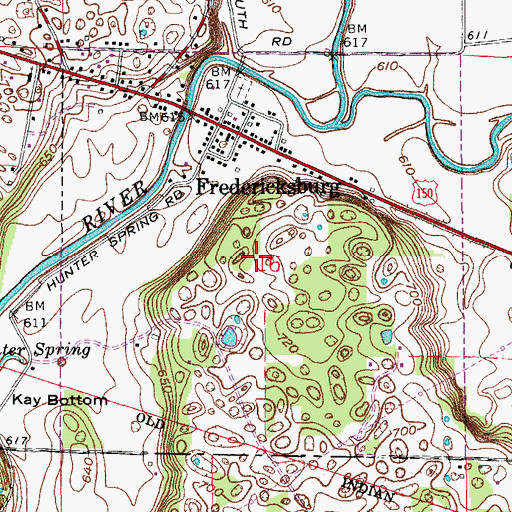 Topographic Map of Town of Fredericksburg (historical), IN