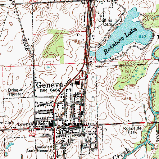 Topographic Map of Town of Geneva, IN