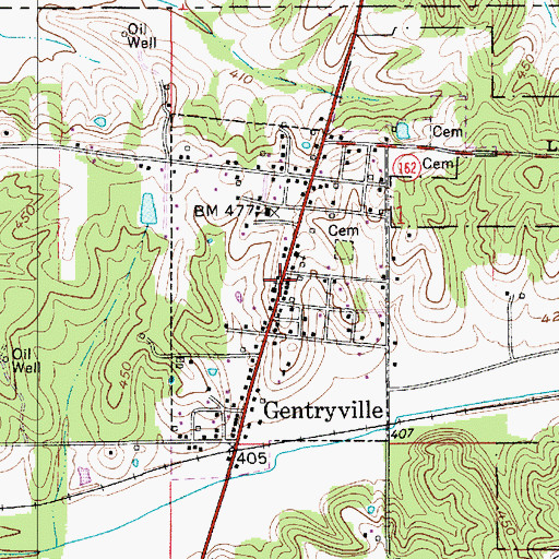 Topographic Map of Town of Gentryville, IN