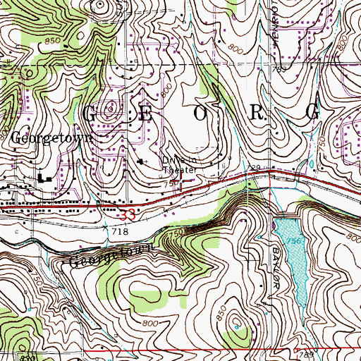 Topographic Map of Town of Georgetown, IN