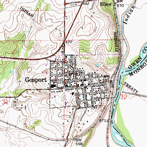 Topographic Map of Town of Gosport, IN
