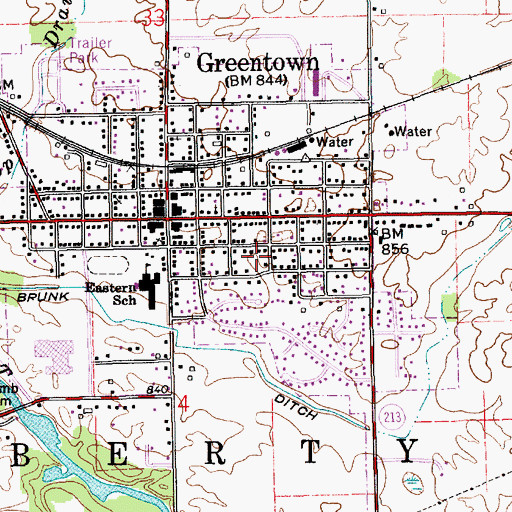 Topographic Map of Town of Greentown, IN