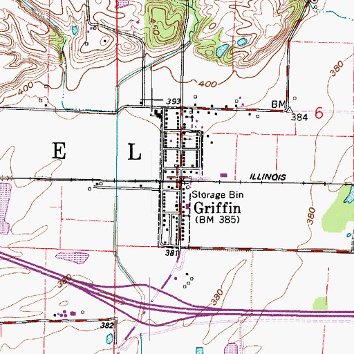 Topographic Map of Town of Griffin, IN