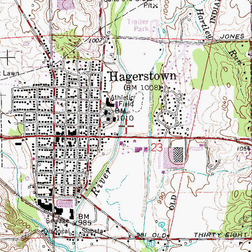 Topographic Map of Town of Hagerstown, IN