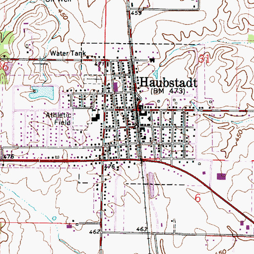 Topographic Map of Town of Haubstadt, IN