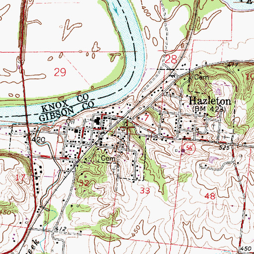 Topographic Map of Town of Hazleton, IN