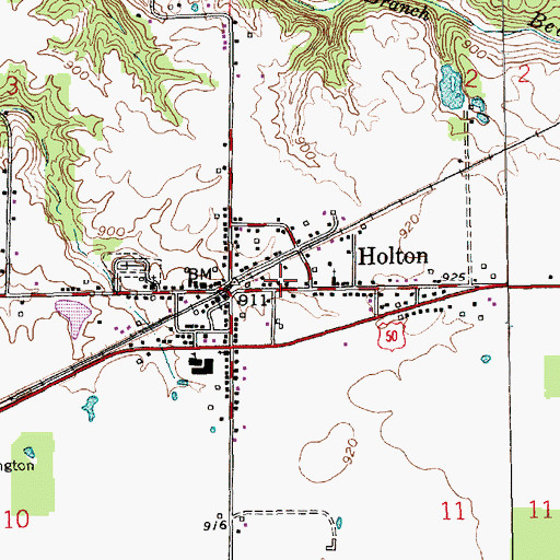 Topographic Map of Town of Holton, IN