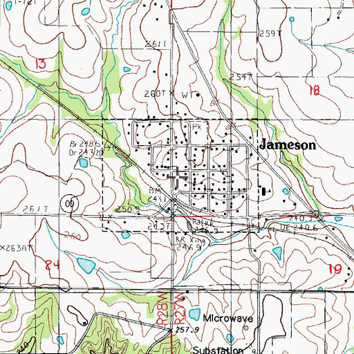 Topographic Map of Town of Jameson, MO