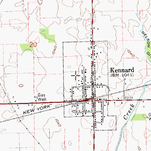 Topographic Map of Town of Kennard, IN