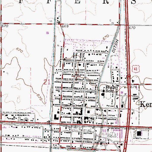Topographic Map of Town of Kentland, IN