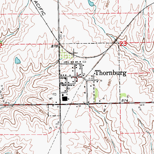 Topographic Map of City of Thornburg, IA
