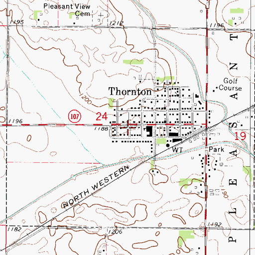 Topographic Map of City of Thornton, IA