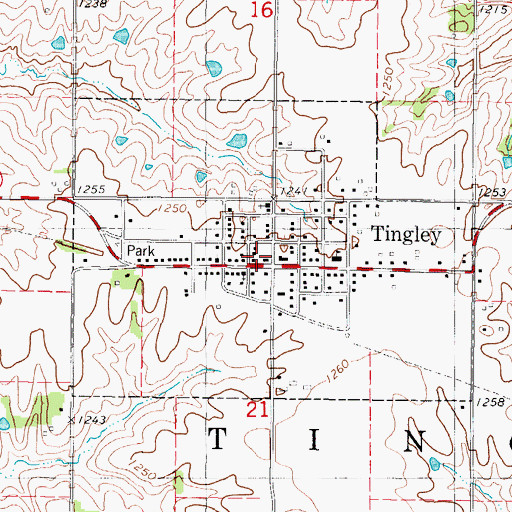 Topographic Map of City of Tingley, IA